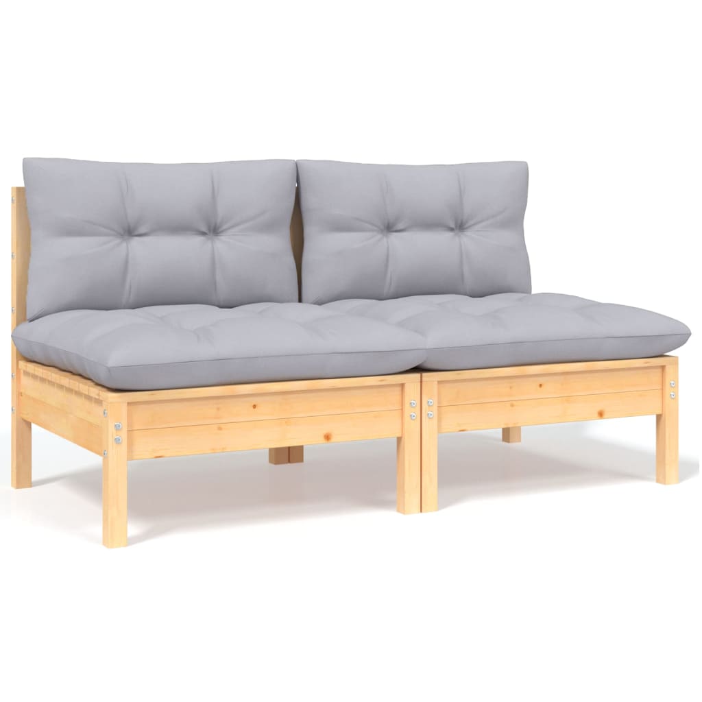 Set mobilier grădină cu perne gri, 4 piese, lemn masiv de pin GartenMobel Dekor