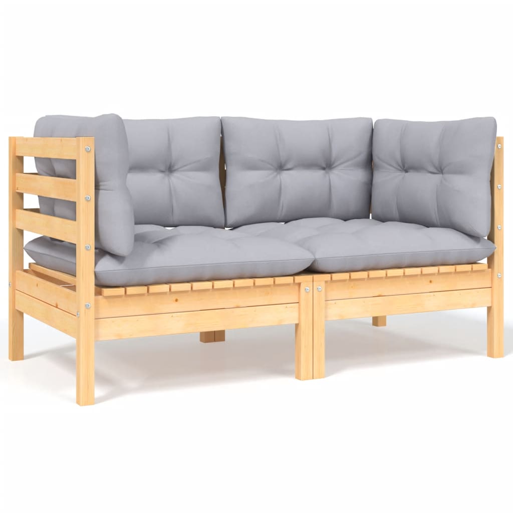 Set mobilier grădină cu perne gri, 4 piese, lemn masiv de pin GartenMobel Dekor