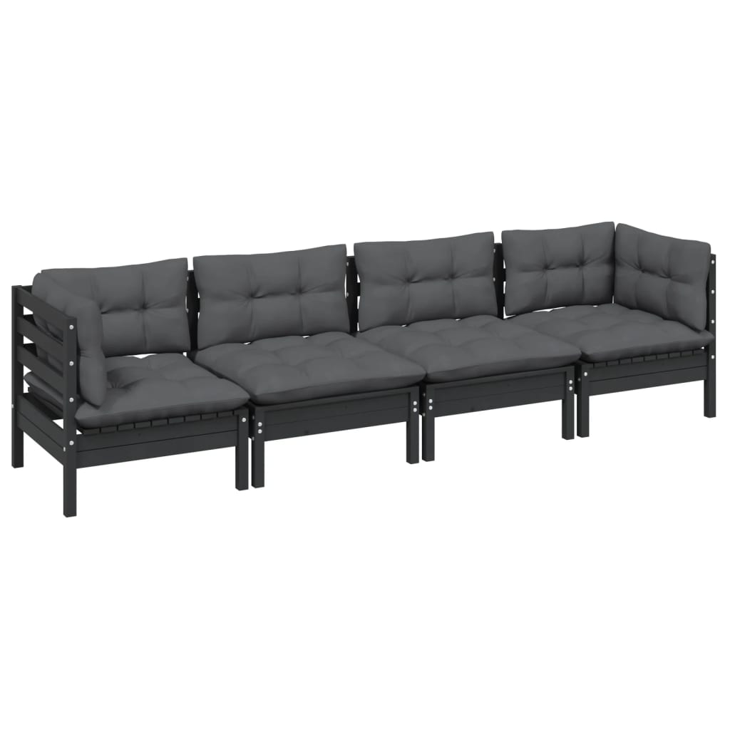 Set mobilier de grădină cu perne, 4 piese, lemn masiv de pin GartenMobel Dekor