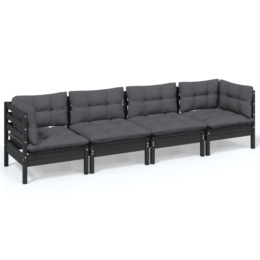 Set mobilier de grădină cu perne, 4 piese, lemn masiv de pin GartenMobel Dekor