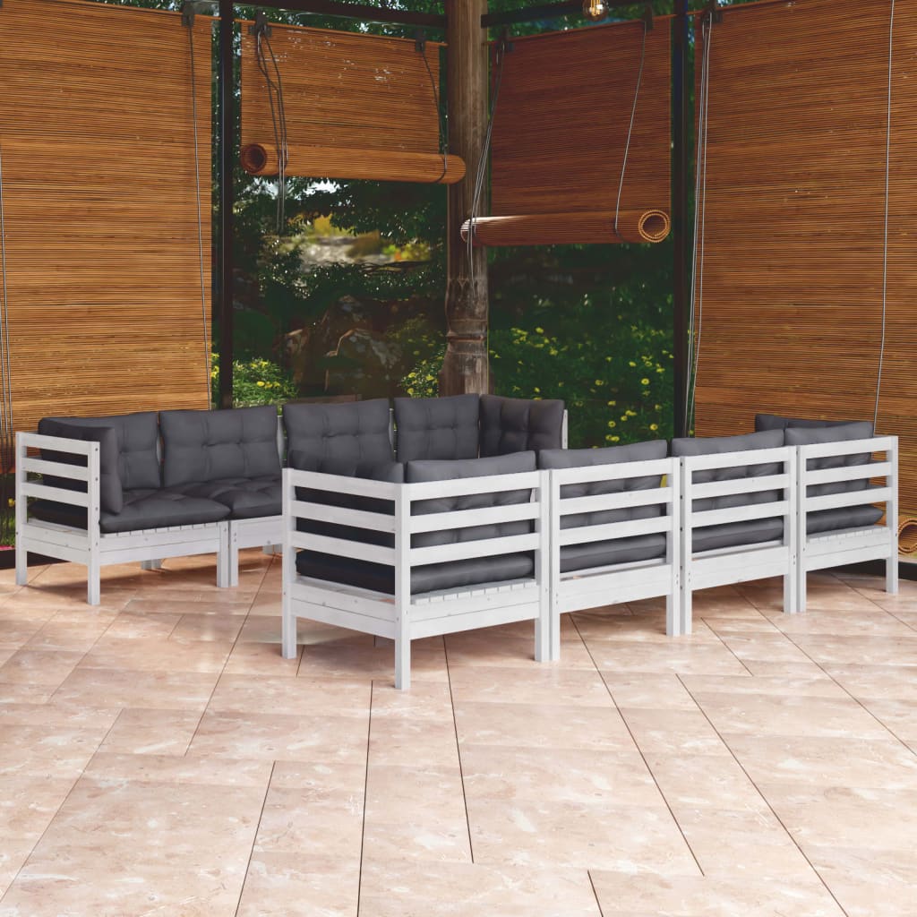 Set mobilier de grădină cu perne, 9 piese, lemn masiv de pin GartenMobel Dekor