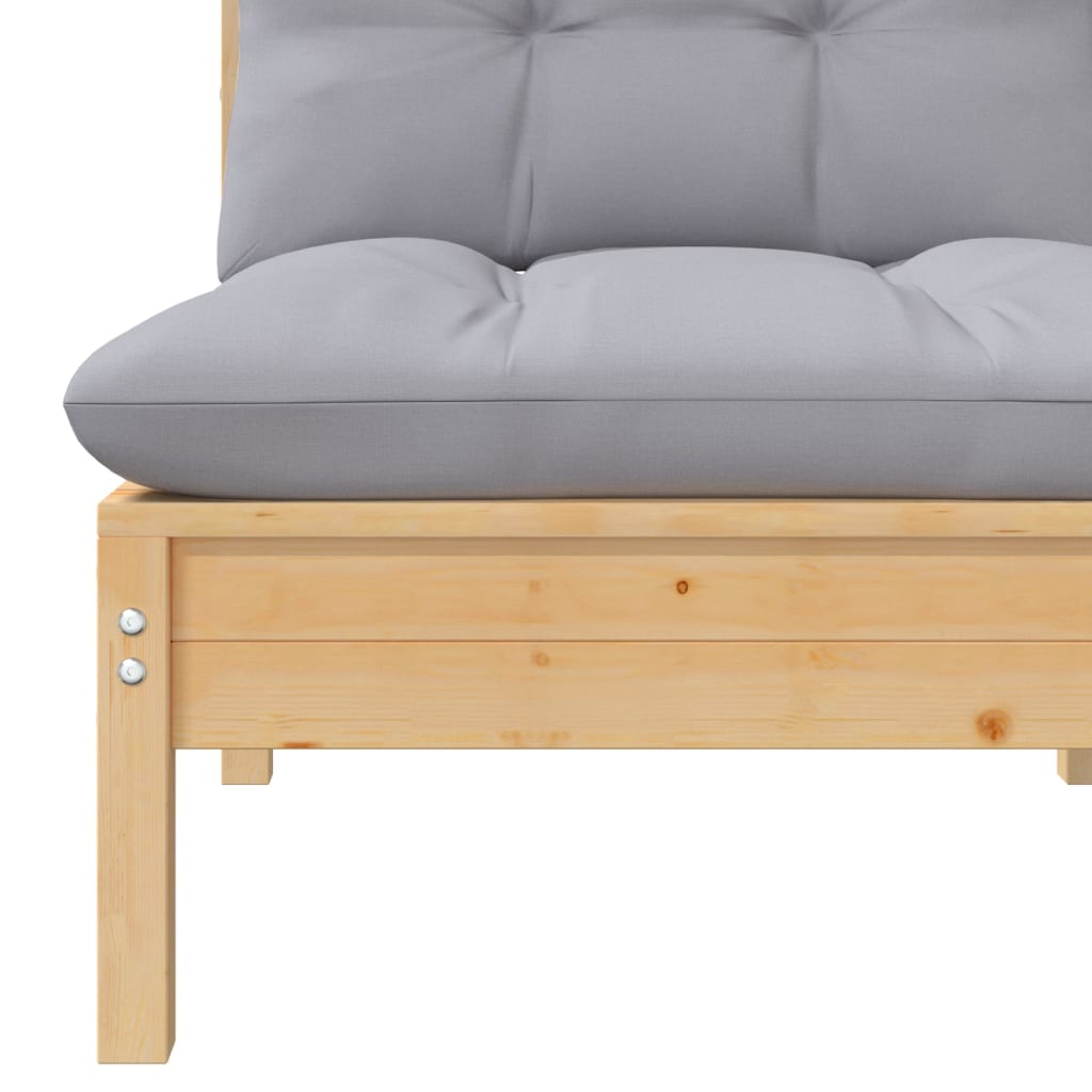 Set mobilier de grădină cu perne gri, 5 piese, lemn masiv pin GartenMobel Dekor