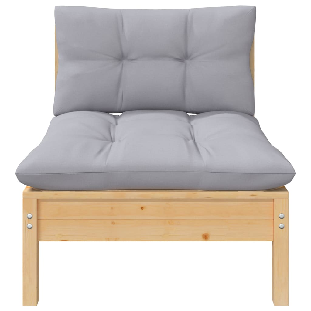 Set mobilier de grădină cu perne gri, 5 piese, lemn masiv pin GartenMobel Dekor