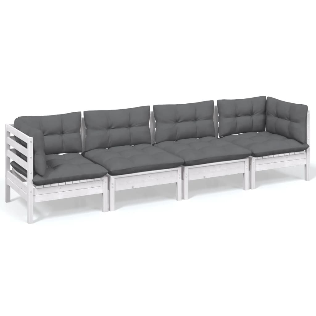 Set mobilier grădină cu perne, 4 piese, lemn masiv de pin GartenMobel Dekor