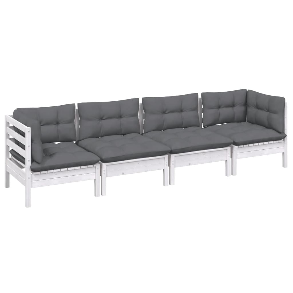 Set mobilier grădină cu perne, 4 piese, lemn masiv de pin GartenMobel Dekor