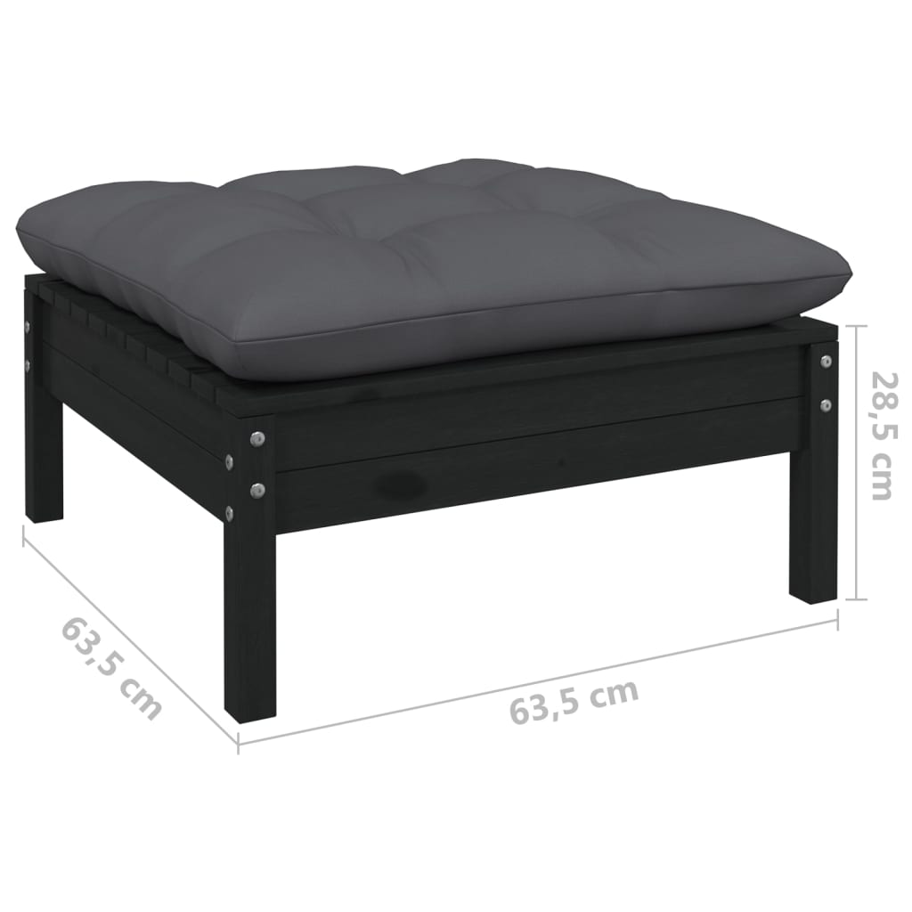 Set mobilier grădină cu perne, 5 piese, negru, lemn de pin GartenMobel Dekor