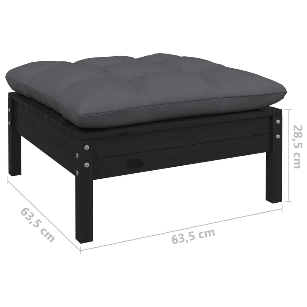 Set mobilier grădină cu perne, 5 piese, negru, lemn de pin GartenMobel Dekor
