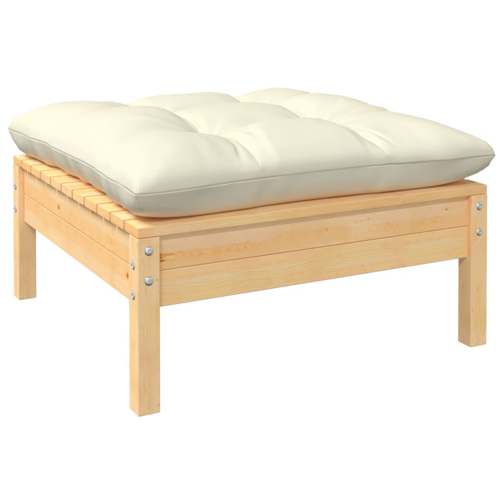 Set mobilier de grădină cu perne crem, 8 piese, lemn masiv pin GartenMobel Dekor