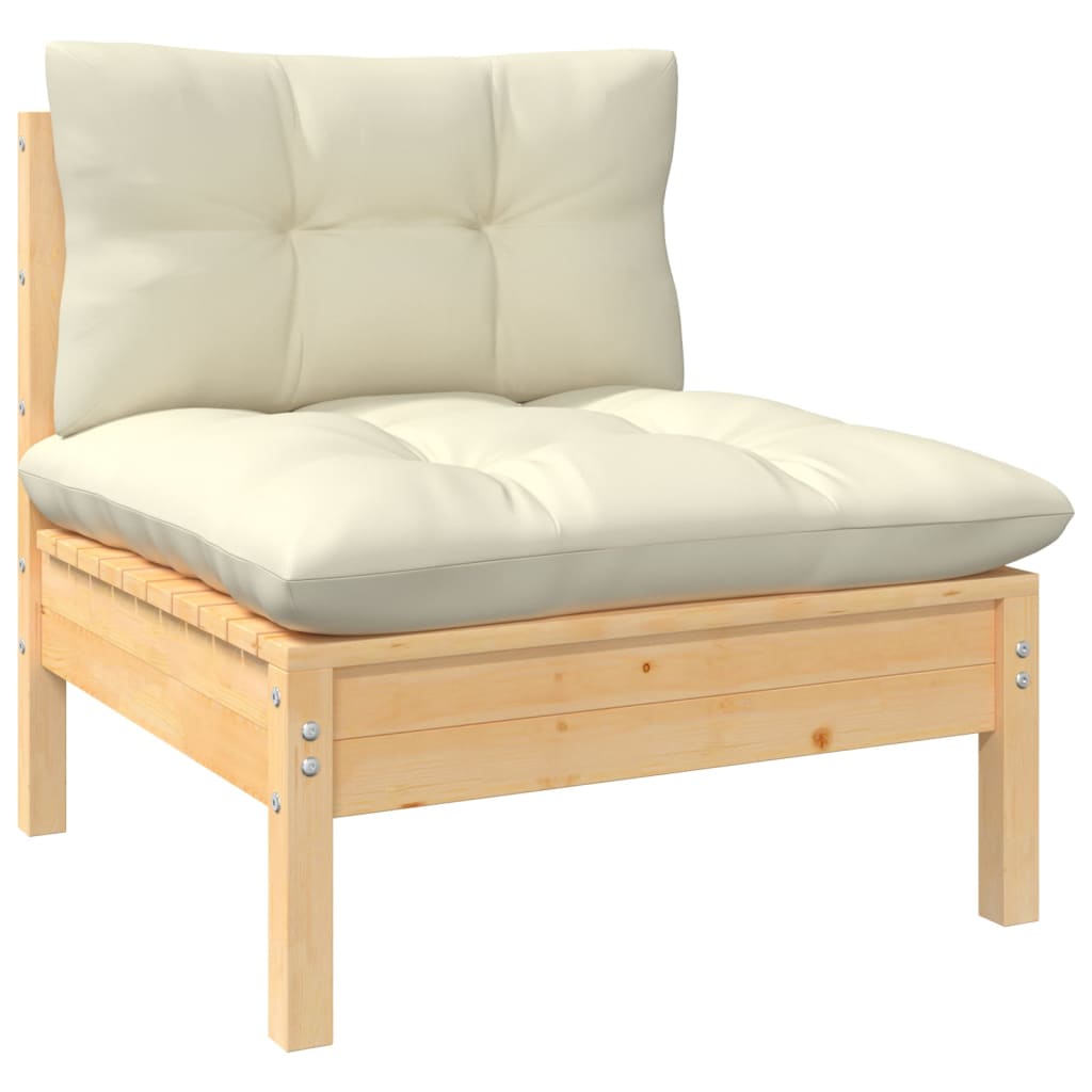 Set mobilier de grădină cu perne crem, 8 piese, lemn masiv pin GartenMobel Dekor