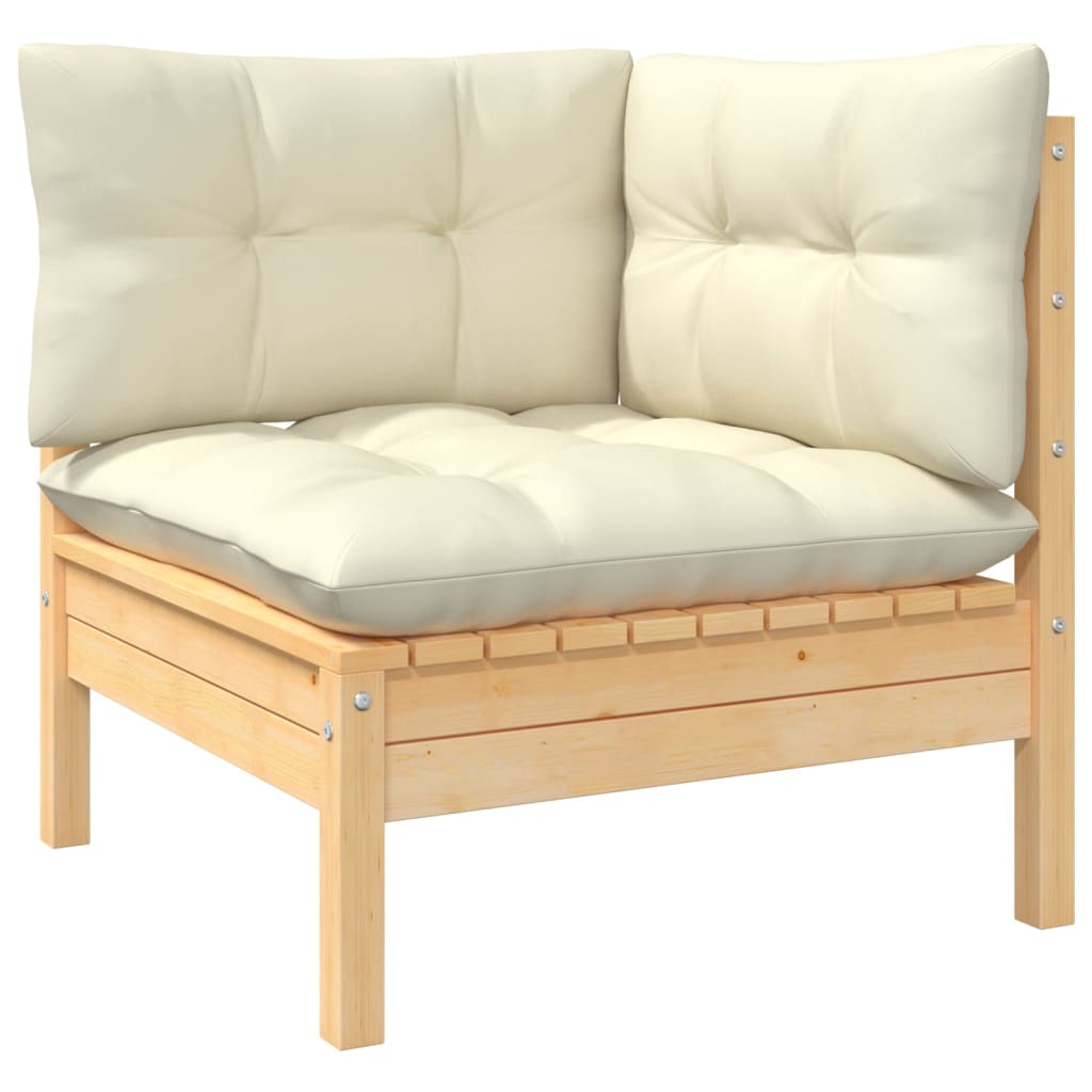 Set mobilier de grădină cu perne crem, 8 piese, lemn masiv pin GartenMobel Dekor