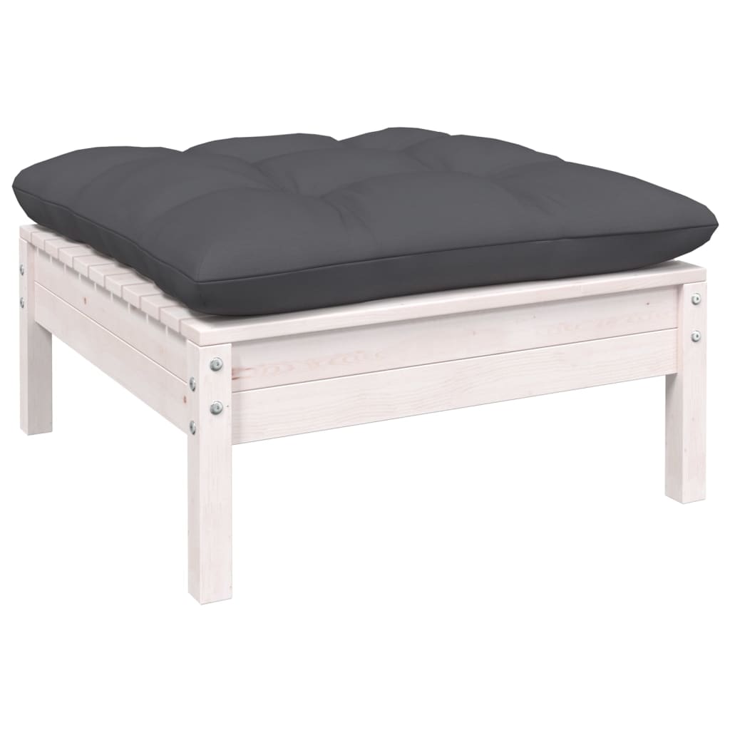 Set mobilier de grădină cu perne, 9 piese, alb, lemn masiv pin GartenMobel Dekor