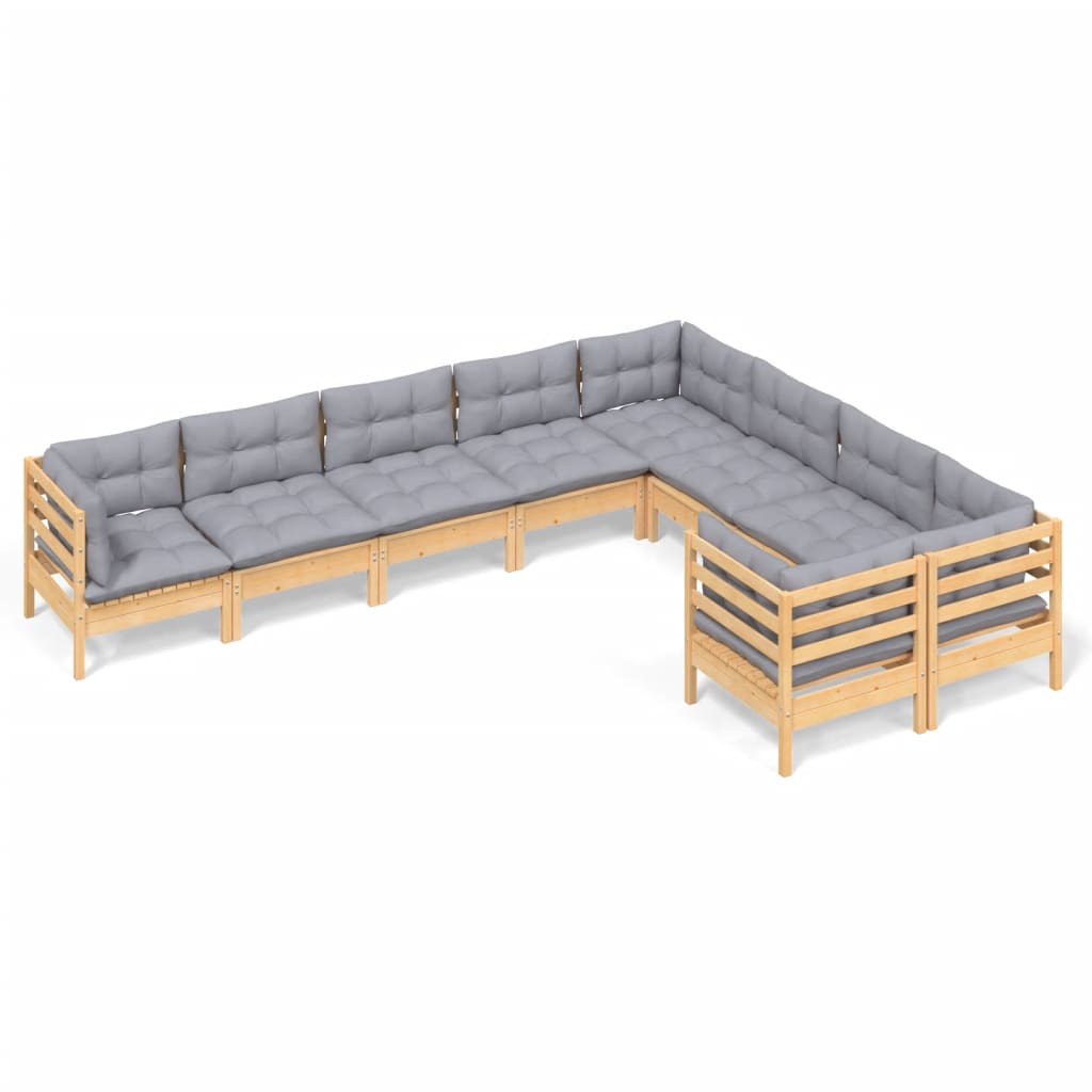 Set mobilier de grădină cu perne, 5 piese, gri, lemn de pin GartenMobel Dekor