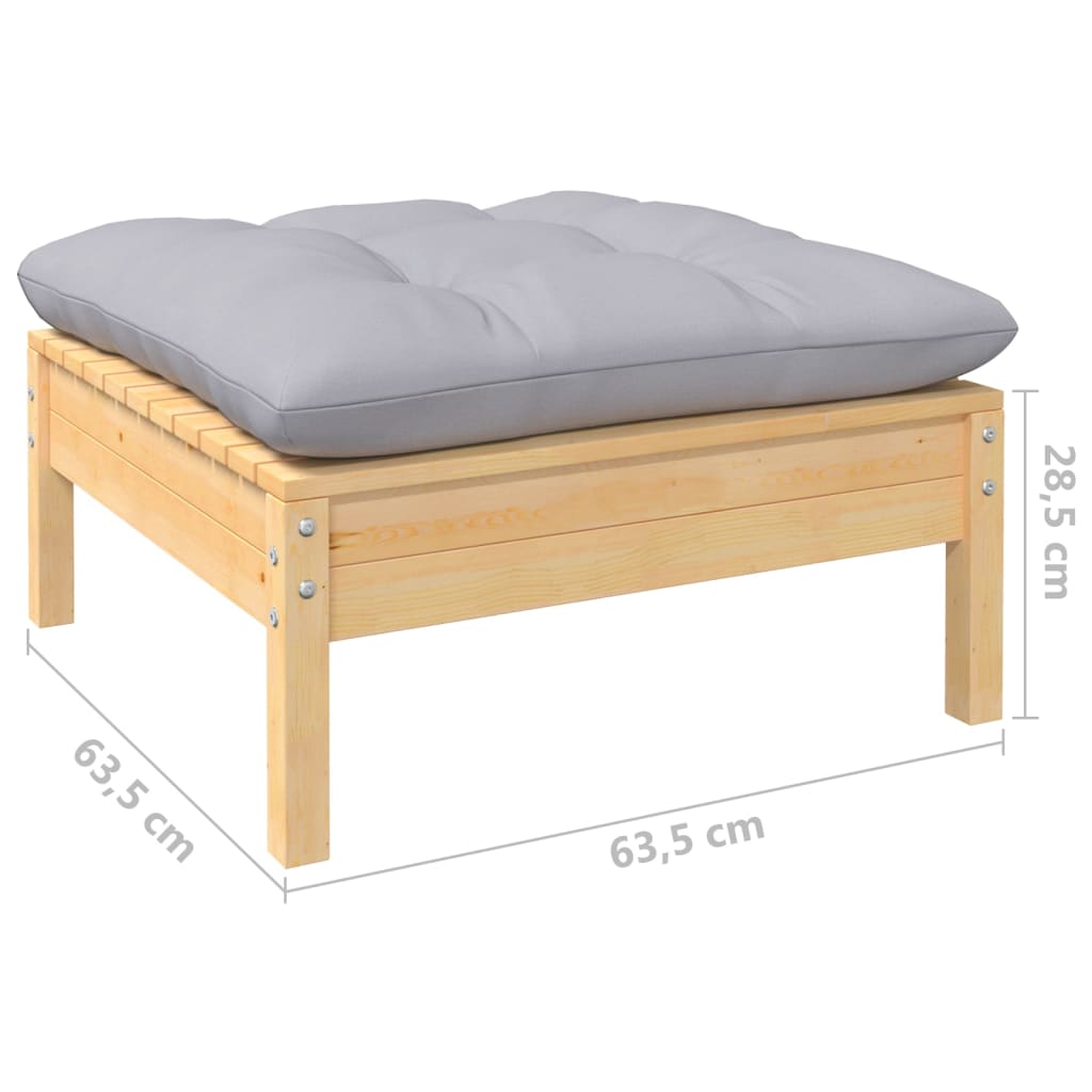 Set mobilier grădină cu perne, 11 piese, gri, lemn masiv pin GartenMobel Dekor