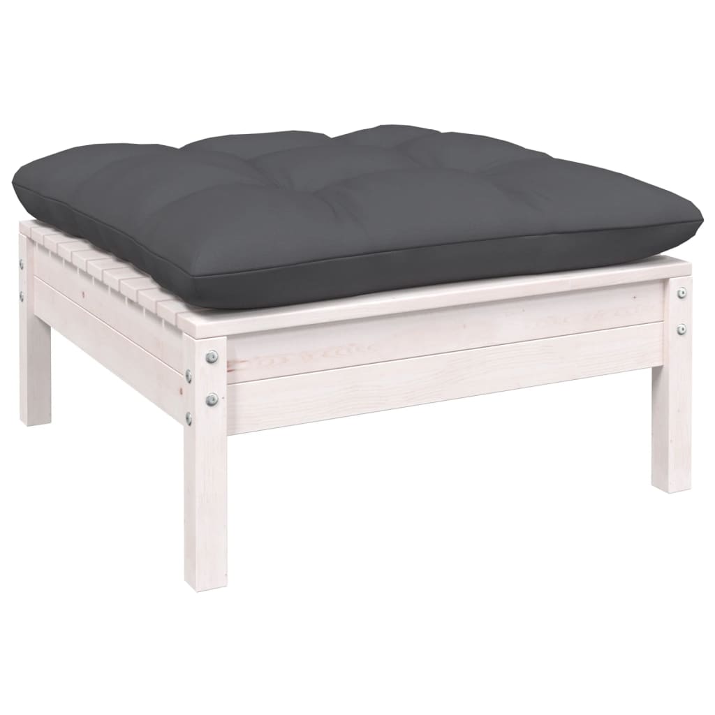 Set mobilier de grădină cu perne, 6 piese, alb, lemn de pin GartenMobel Dekor