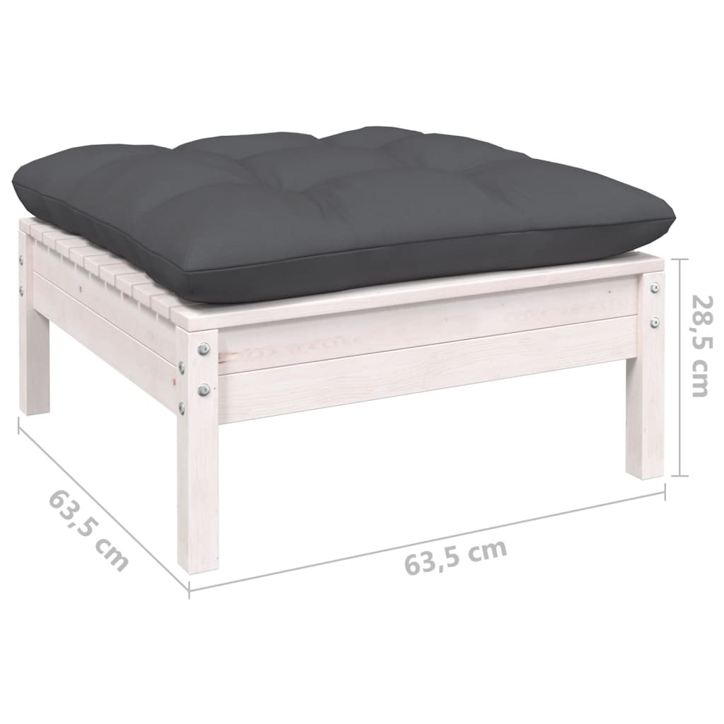 Set mobilier de grădină cu perne, 7 piese, alb, lemn de pin GartenMobel Dekor