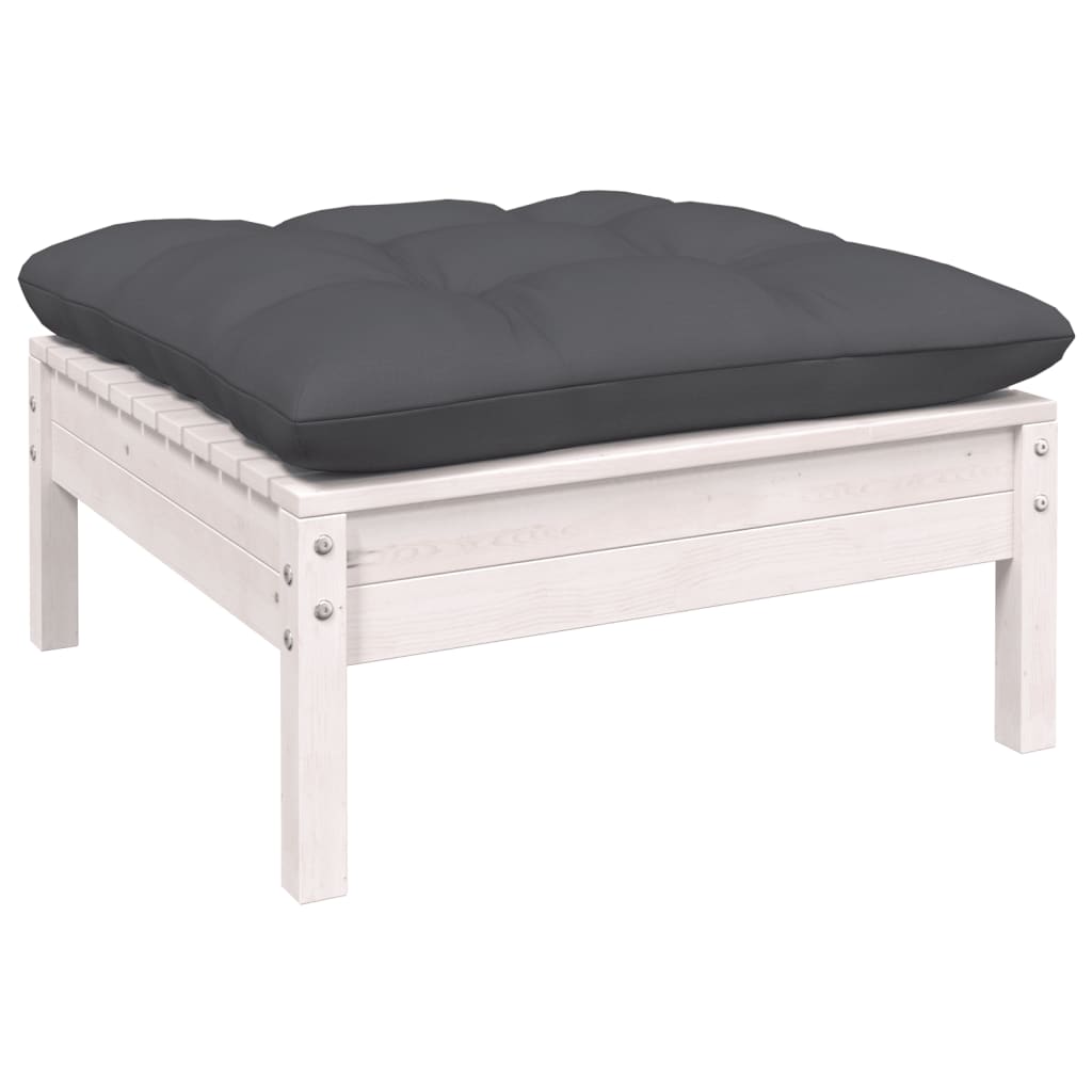 Set mobilier de grădină cu perne, 7 piese, alb, lemn de pin GartenMobel Dekor