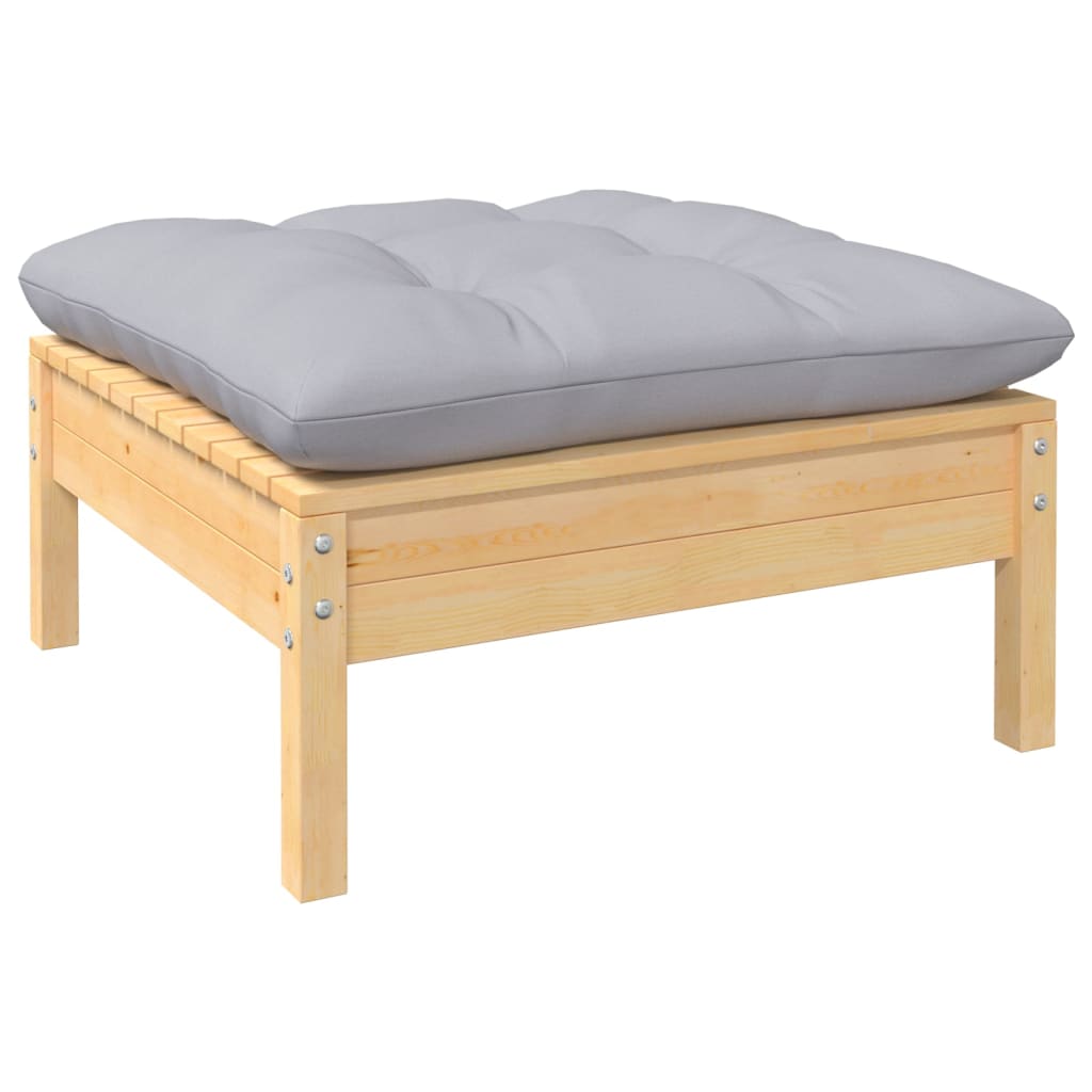 Set mobilier de grădină cu perne gri, 9 piese, lemn masiv pin GartenMobel Dekor