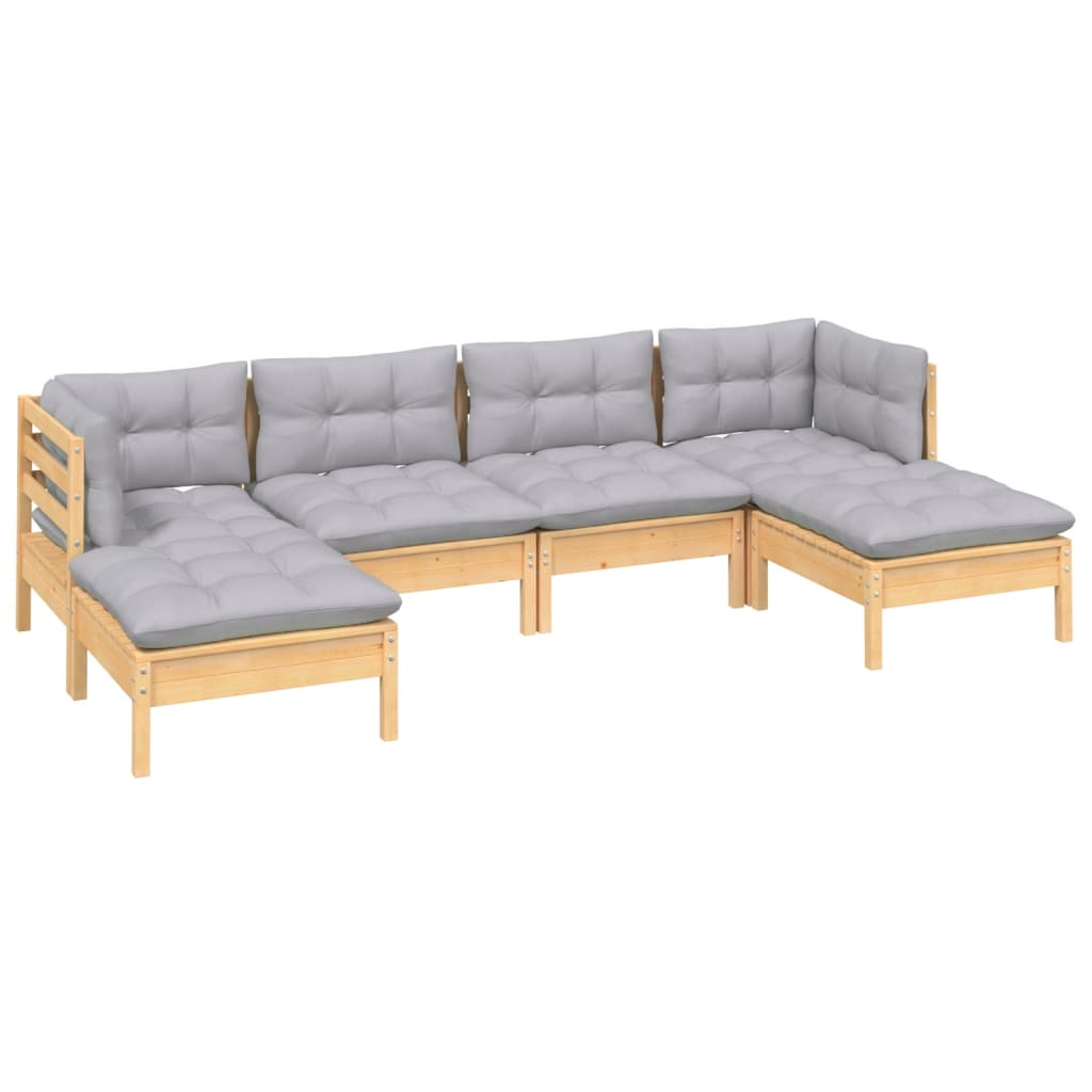 Set mobilier grădină cu perne gri, 6 piese, lemn de pin GartenMobel Dekor