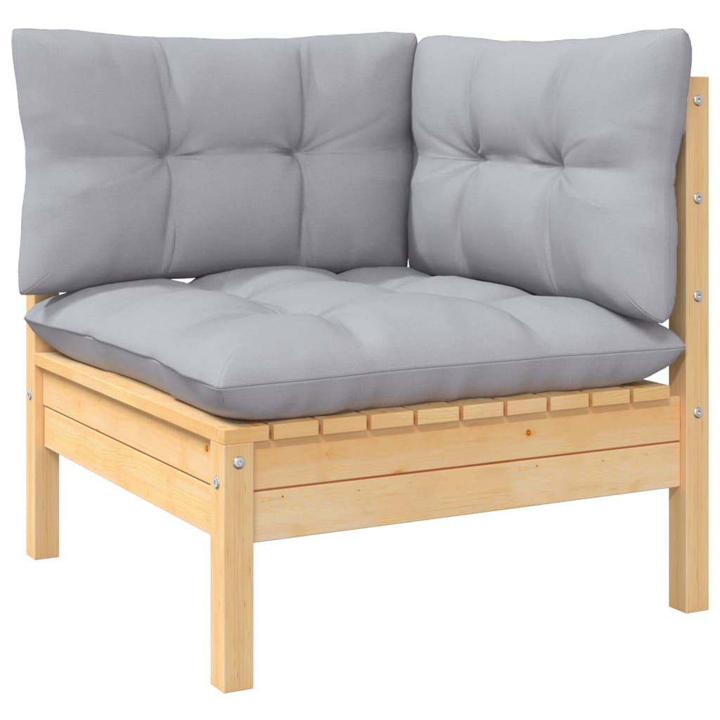 Set mobilier grădină cu perne gri, 7 piese, lemn masiv de pin GartenMobel Dekor
