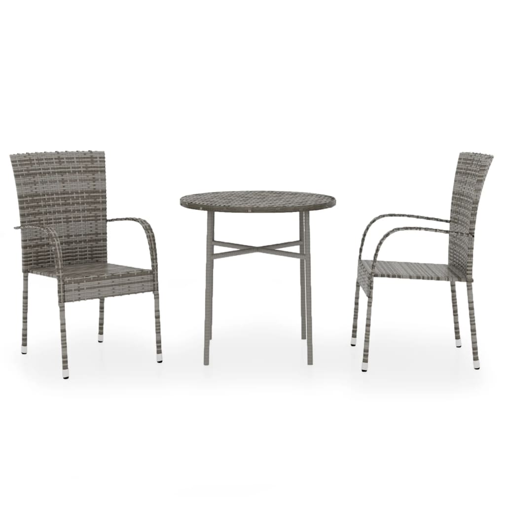 Set mobilier de grădină, 3 piese, gri, poliratan GartenMobel Dekor