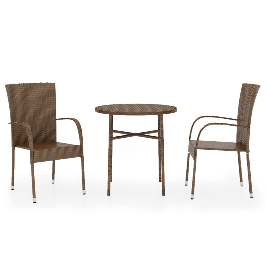 Set mobilier de grădină, 3 piese, maro, poliratan GartenMobel Dekor
