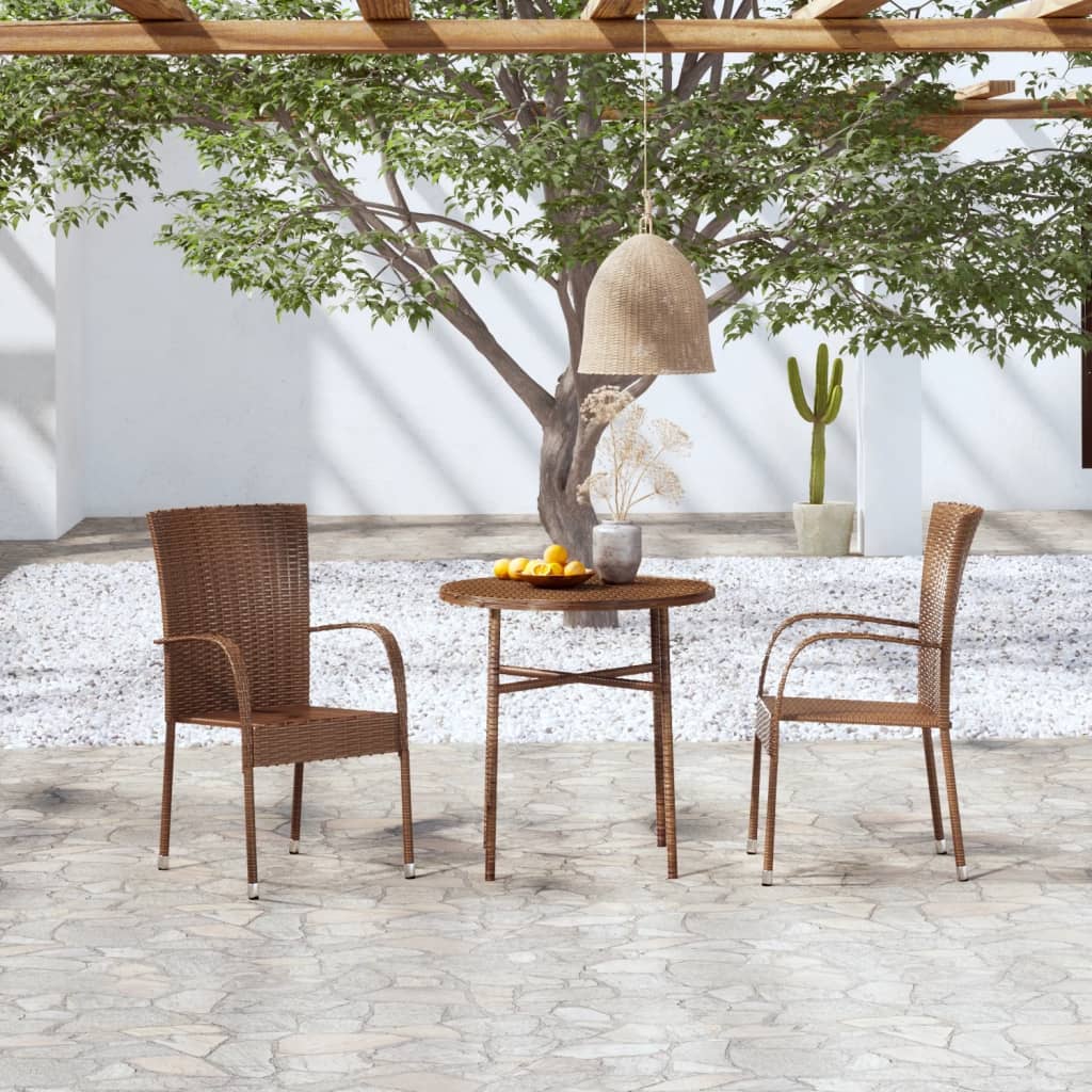 Set mobilier de grădină, 3 piese, maro, poliratan GartenMobel Dekor