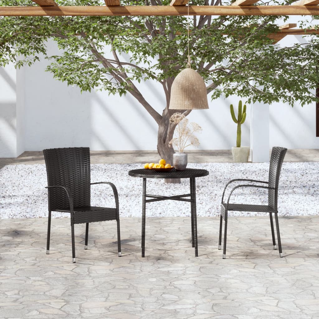 Set mobilier de grădină, 3 piese, negru, poliratan GartenMobel Dekor