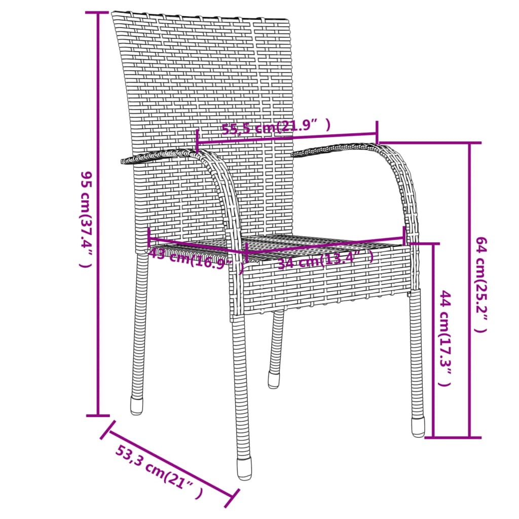 Set mobilier de grădină, 3 piese, negru, poliratan GartenMobel Dekor