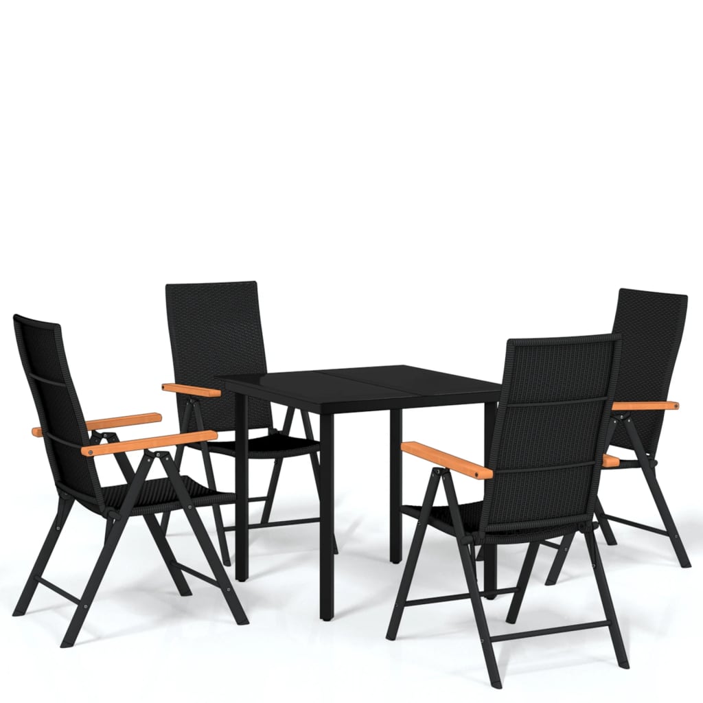 Set de servit masa pentru grădină, 5 piese, negru GartenMobel Dekor
