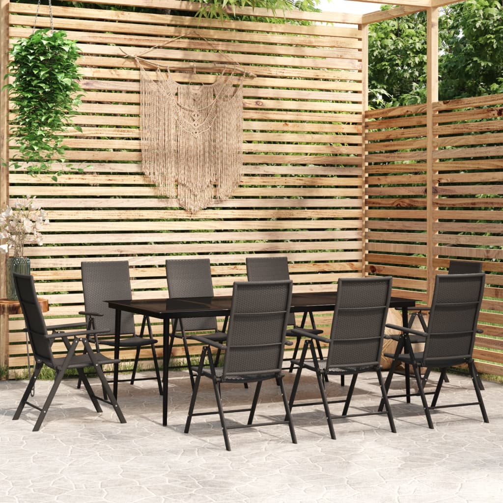 Set mobilier de grădină, 9 piese, negru GartenMobel Dekor