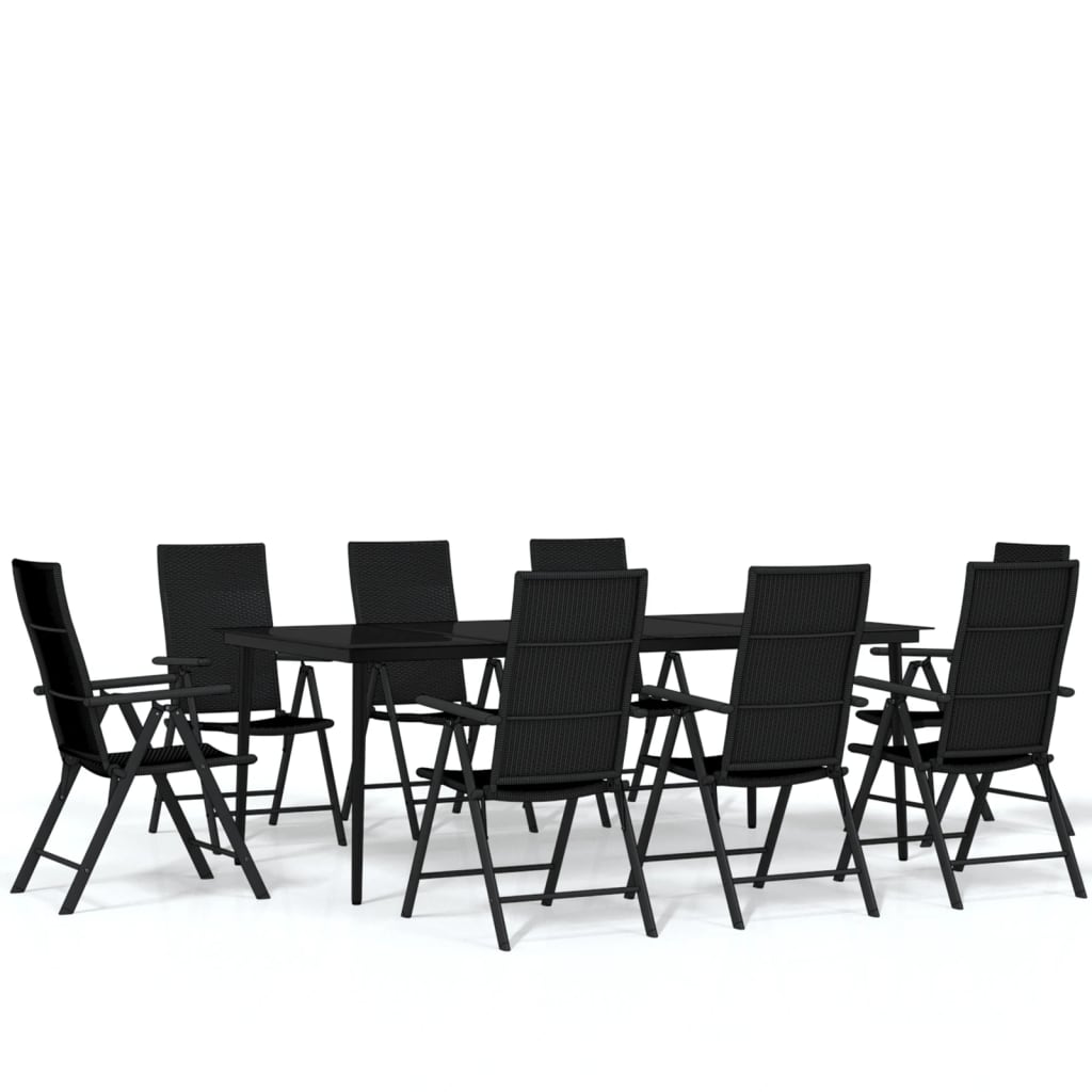 Set mobilier de grădină, 9 piese, negru GartenMobel Dekor