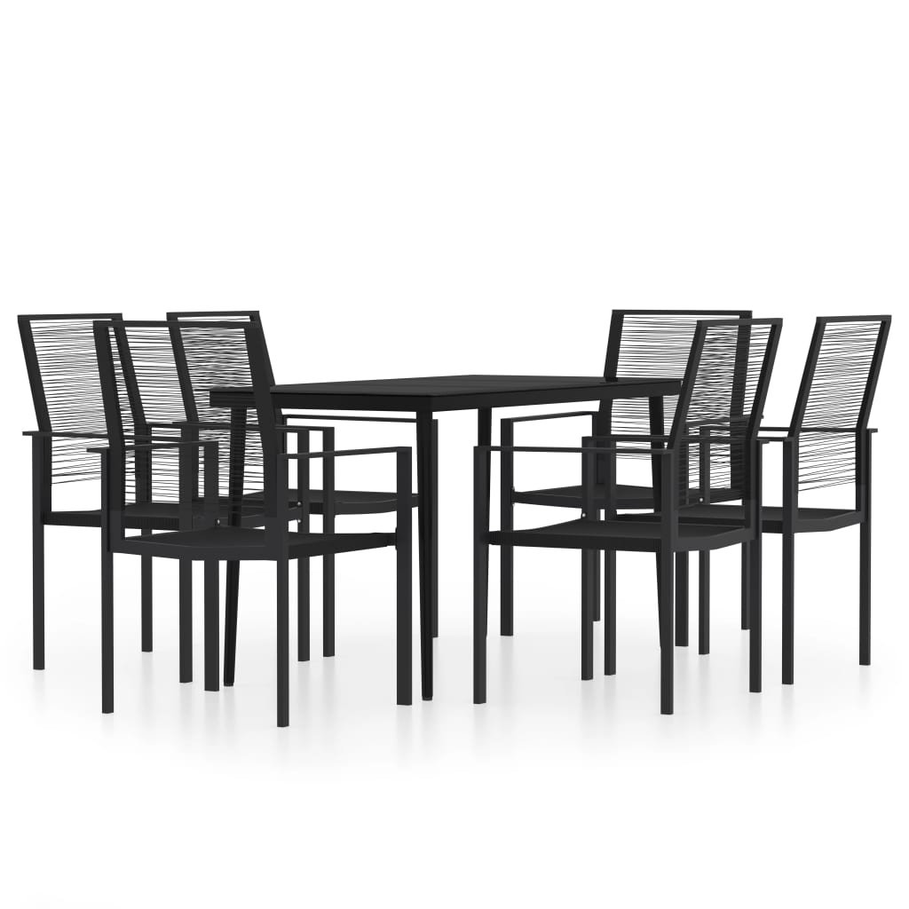 Set de servit masa pentru grădină, 7 piese, negru GartenMobel Dekor