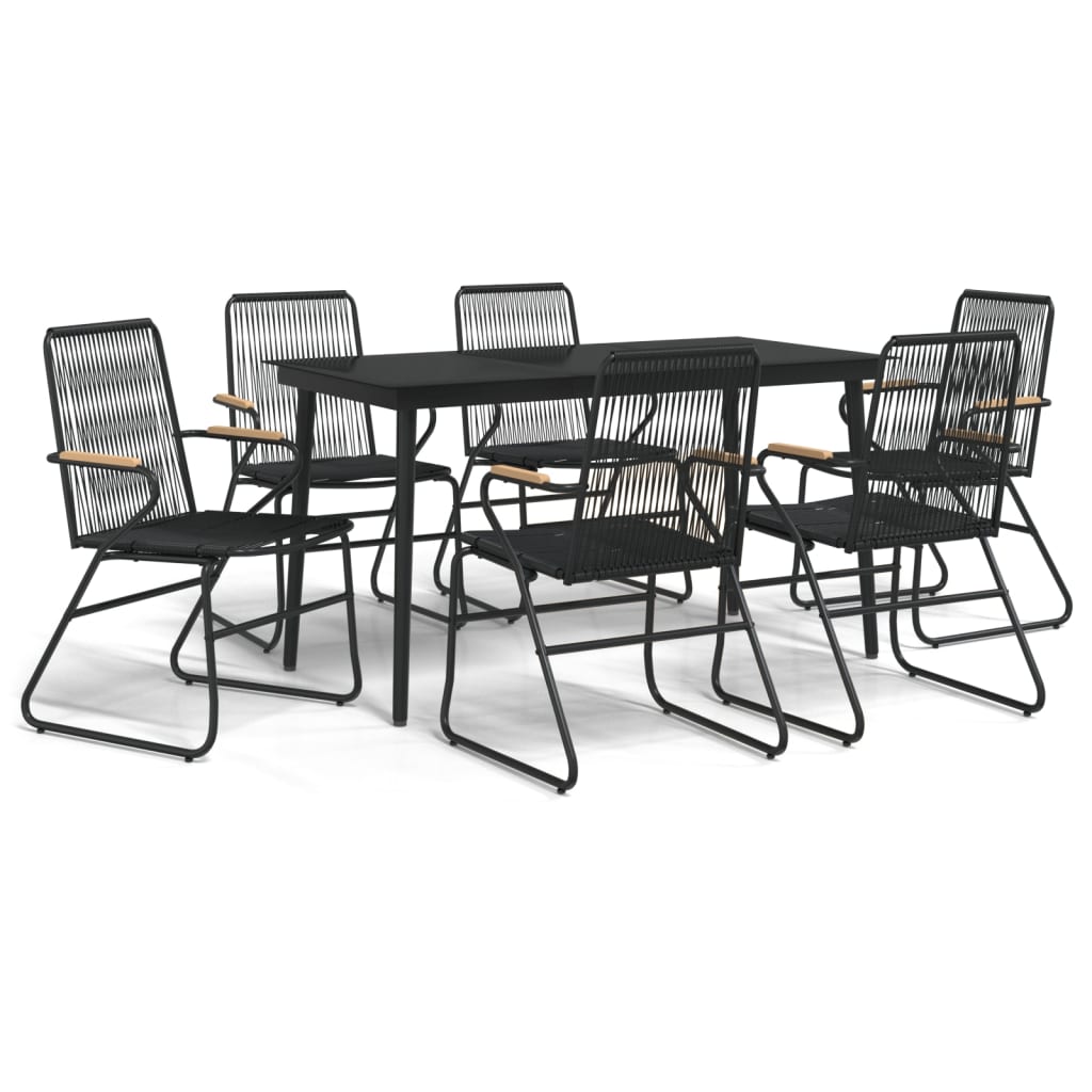 Set mobilier de grădină, 7 piese, negru, ratan PVC GartenMobel Dekor
