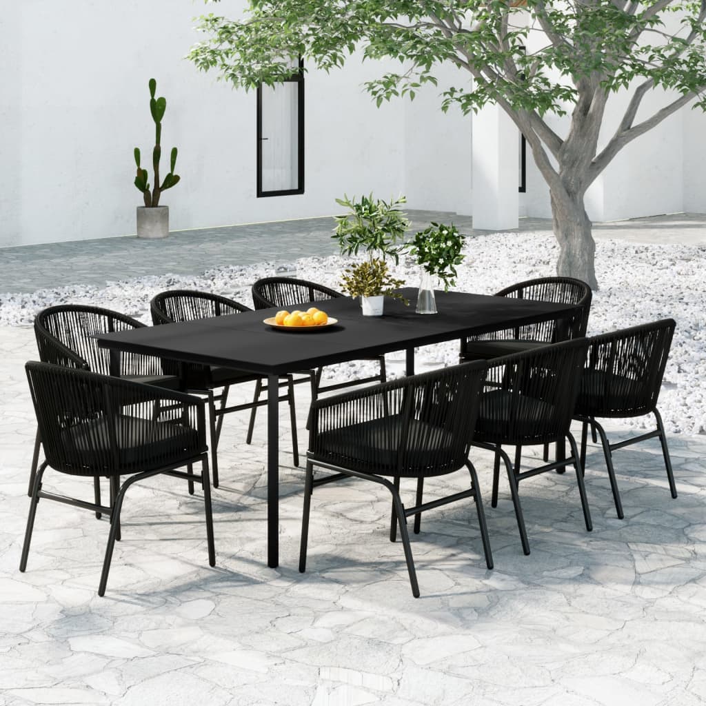 Set mobilier de grădină, 9 piese, negru GartenMobel Dekor