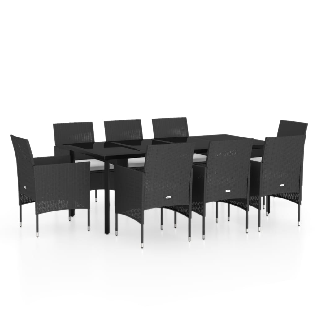 Set mobilier de grădină cu perne, 9 piese, negru GartenMobel Dekor