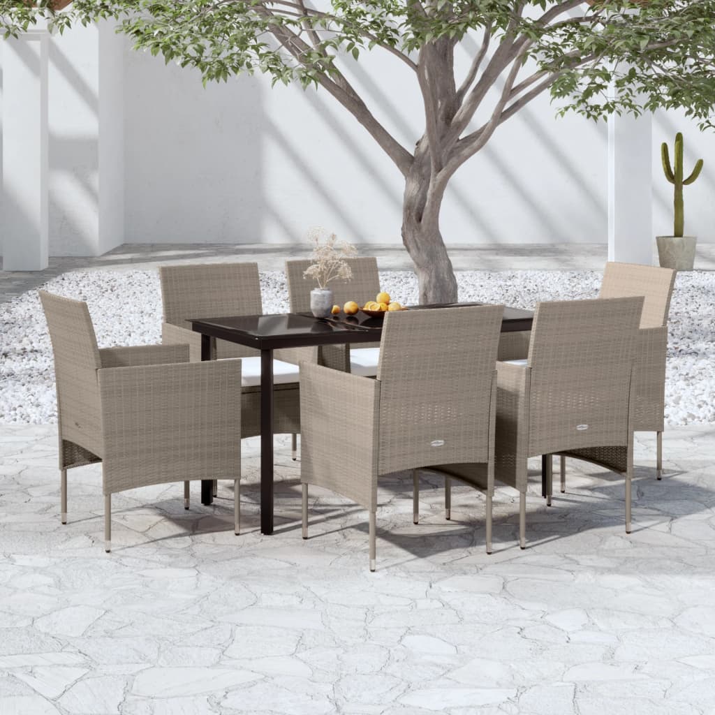 Set de masă pentru grădină, 5 piese, cu perne, bej și negru GartenMobel Dekor