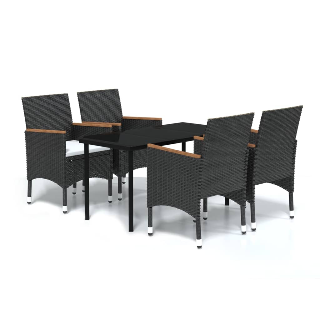 Set masă pentru grădină, 5 piese, cu perne, negru GartenMobel Dekor