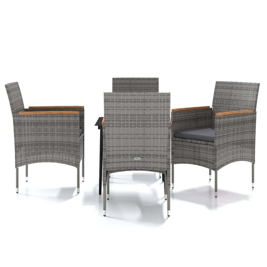 Set mobilier de grădină, cu perne, 5 piese, gri și negru GartenMobel Dekor