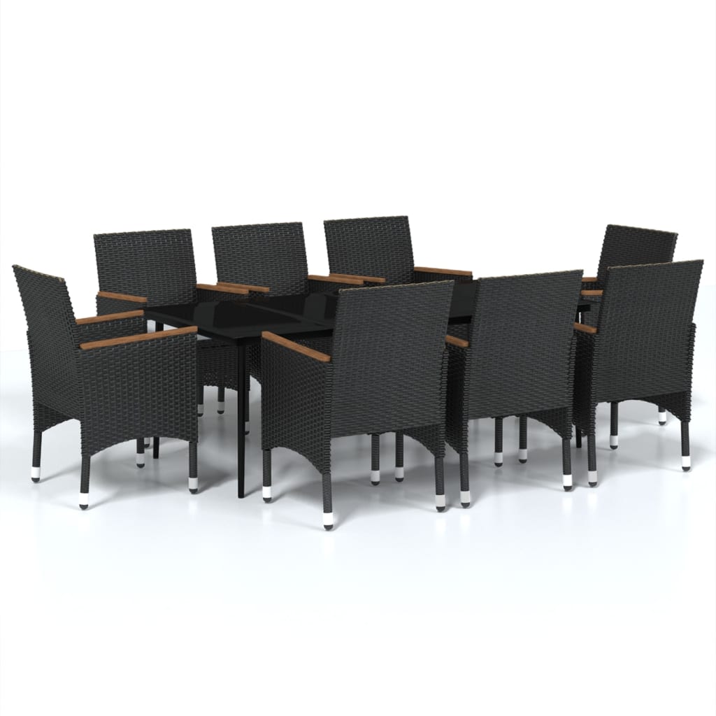Set mobilier de grădină cu perne, 9 piese, negru GartenMobel Dekor