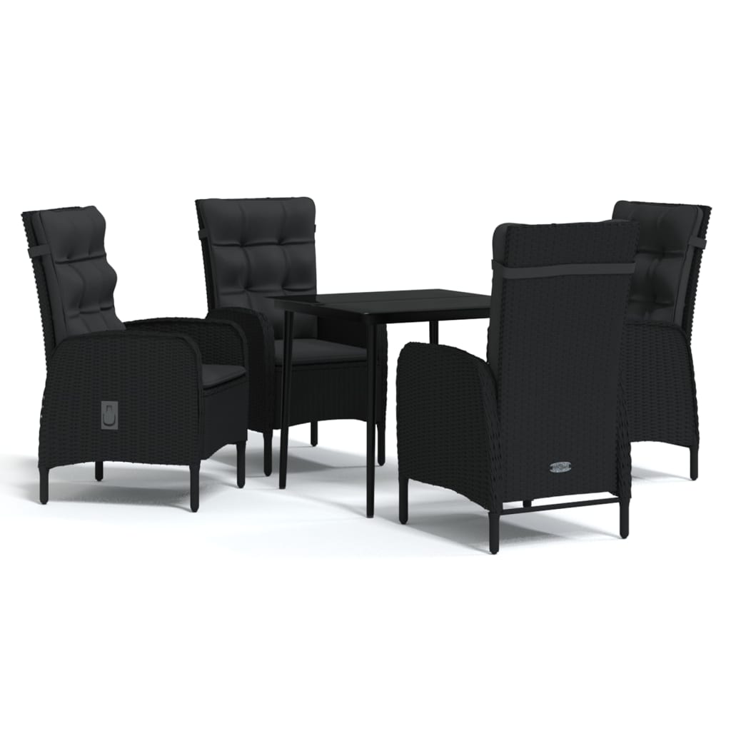 Set masă pentru grădină, 5 piese, cu perne, negru GartenMobel Dekor