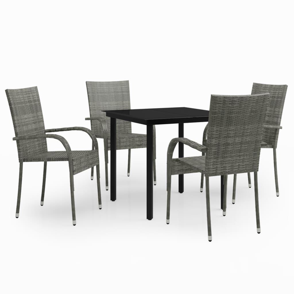 Set mobilier de grădină, 5 piese, gri și negru GartenMobel Dekor