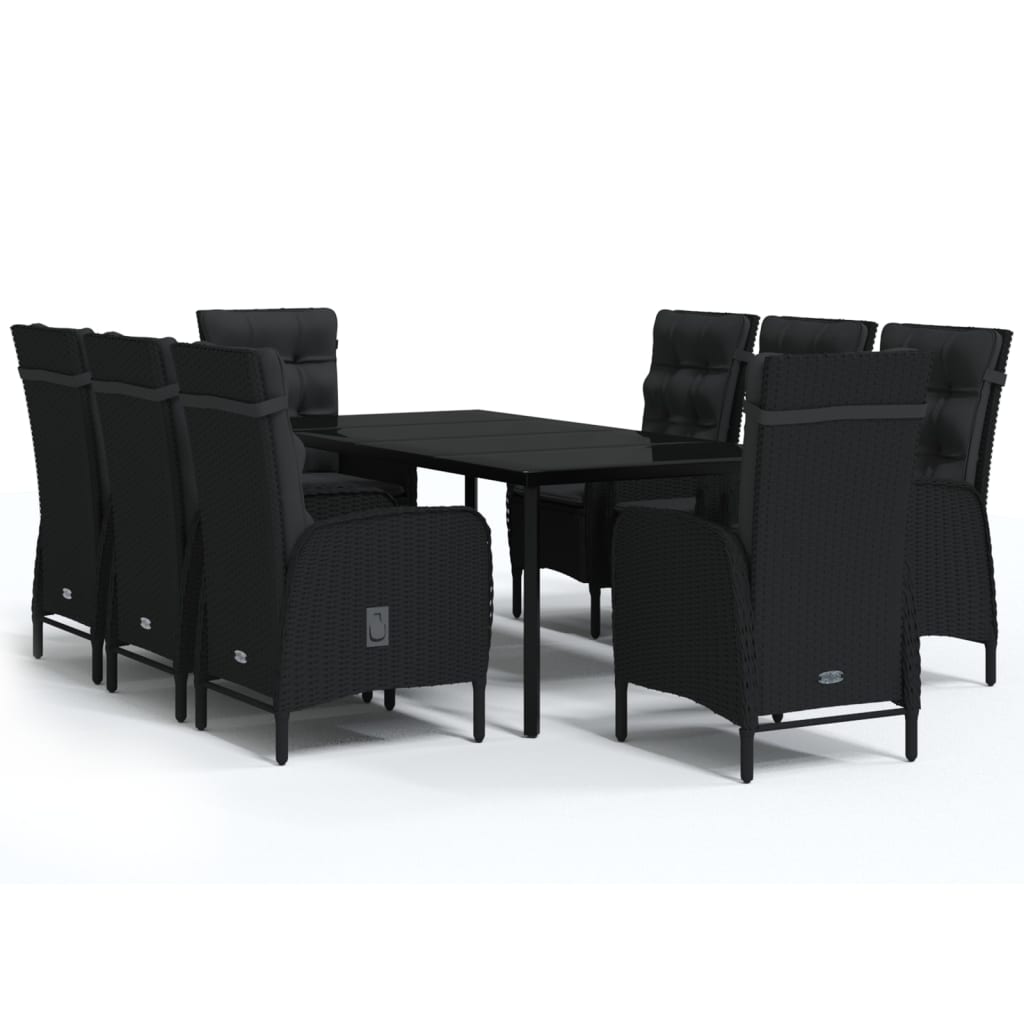 Set mobilier de grădină cu perne,negru, 9 piese GartenMobel Dekor