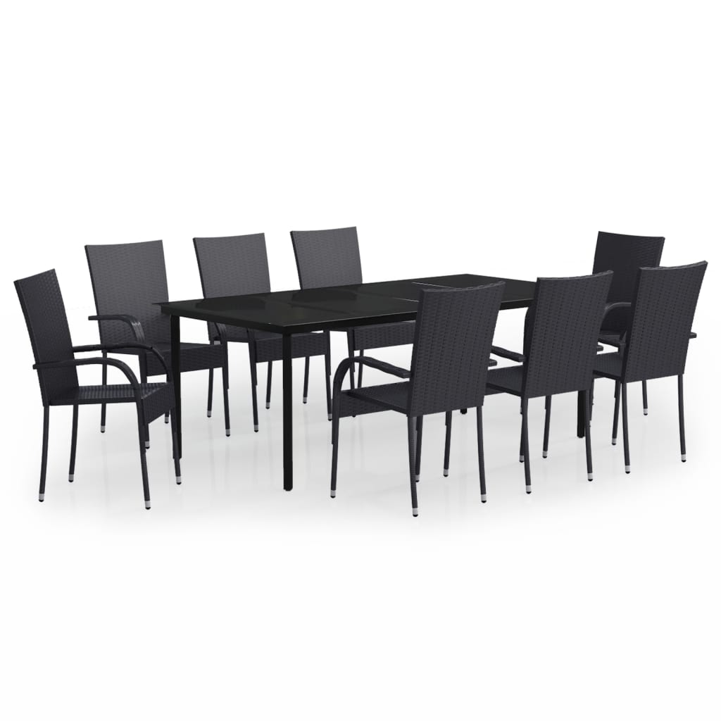 Set mobilier de grădină,negru, 9 piese GartenMobel Dekor