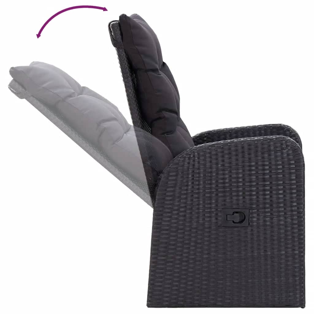 Set de masă pentru grădină, 7 piese, cu perne, negru GartenMobel Dekor