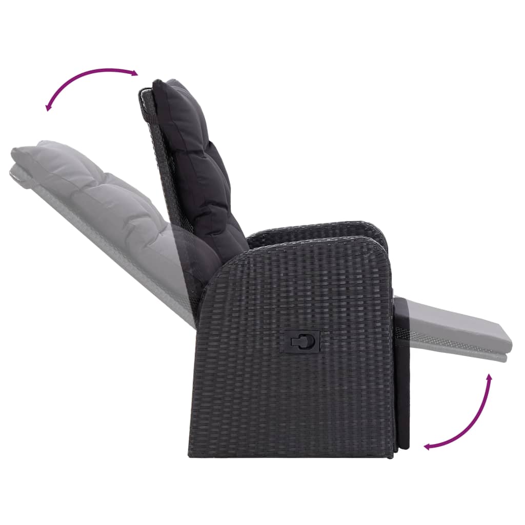 Set de masă pentru grădină, 7 piese, cu perne, negru GartenMobel Dekor