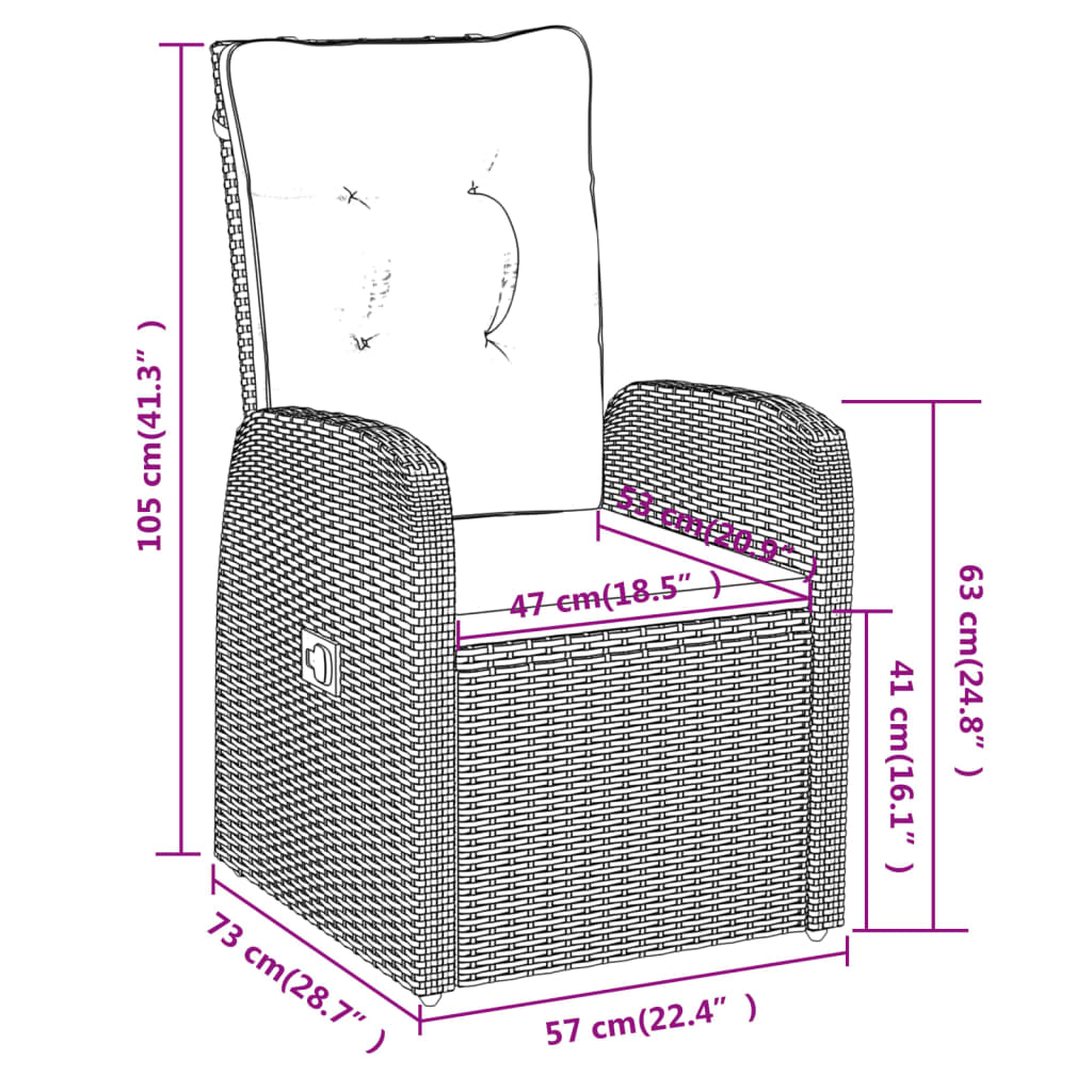 Set de masă pentru grădină, 7 piese, cu perne, negru GartenMobel Dekor