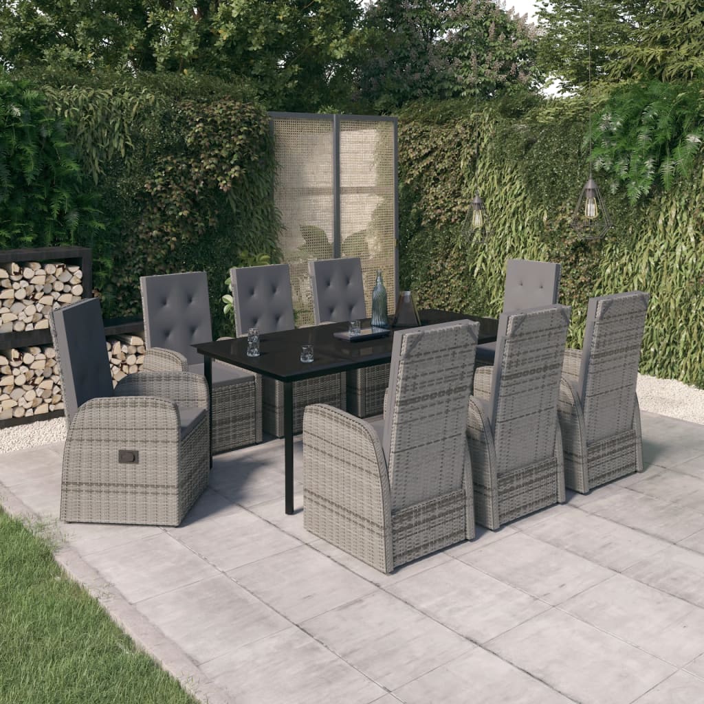 Set de mobilier pentru grădină, cu perne, 9 piese, gri GartenMobel Dekor