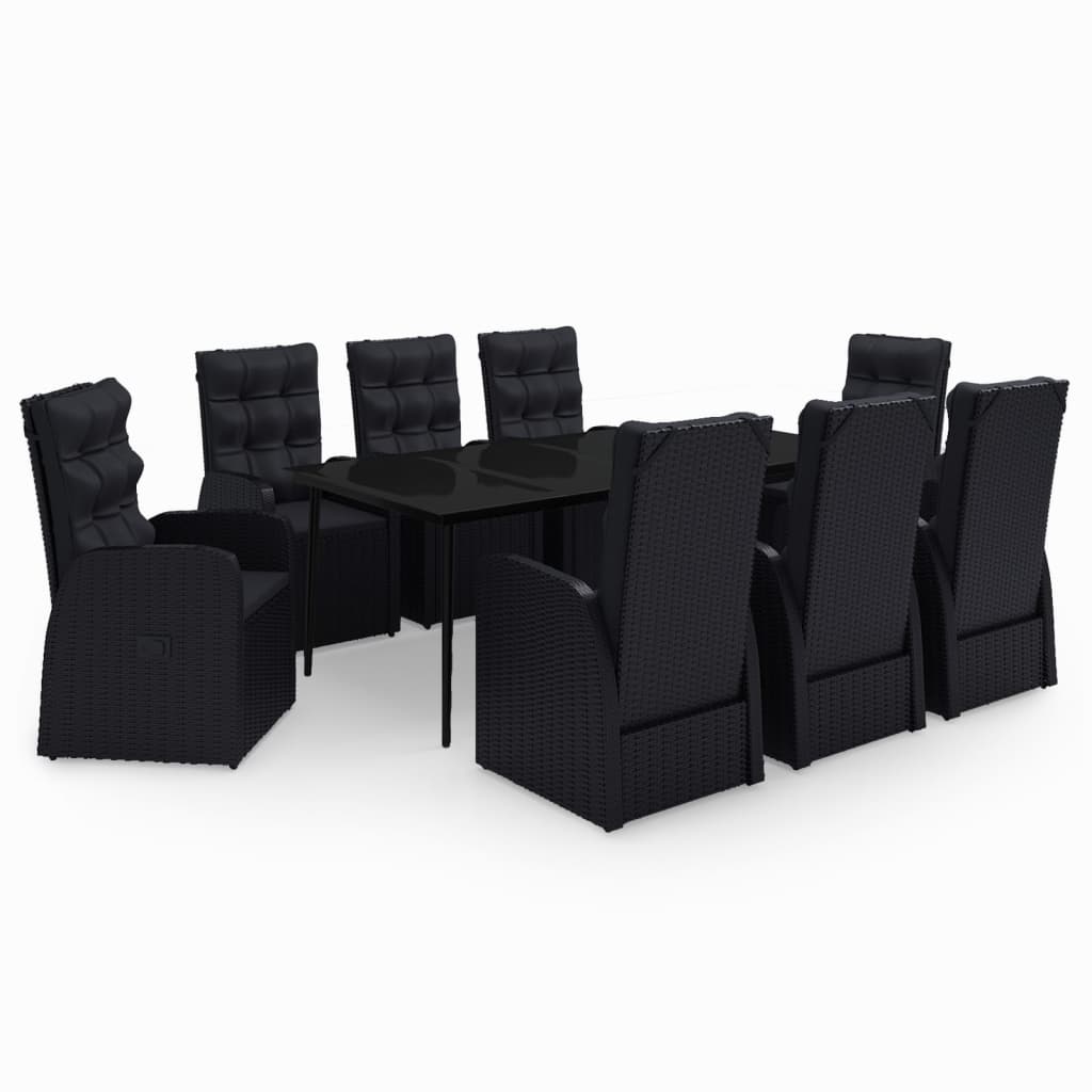 Set de mobilier pentru grădină, cu perne, 9 piese, negru GartenMobel Dekor