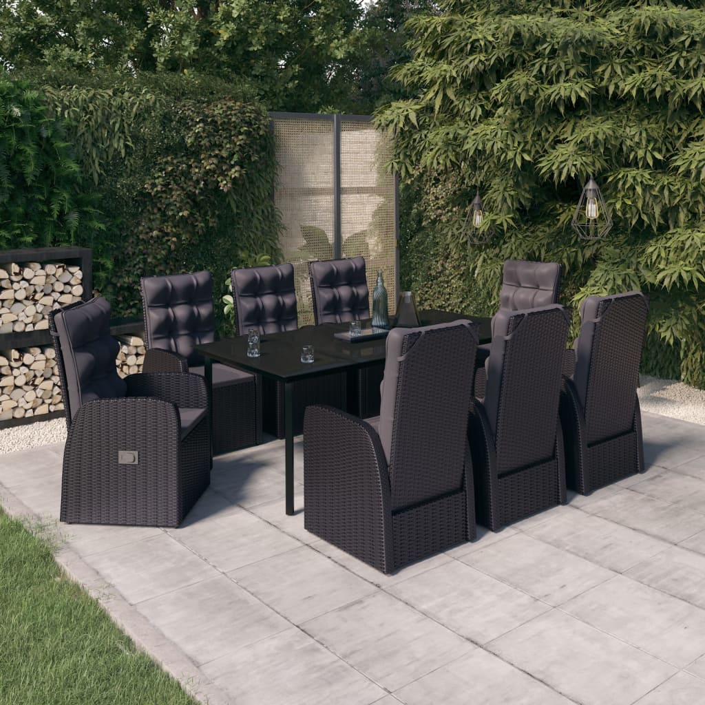 Set mobilier pentru grădină cu perne, 9 piese, negru GartenMobel Dekor