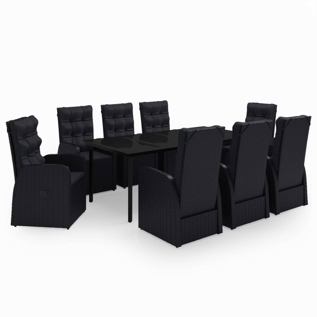 Set mobilier pentru grădină cu perne, 9 piese, negru GartenMobel Dekor
